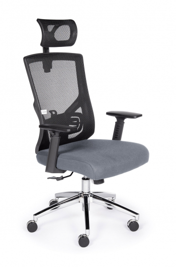 Кресло офисное / Гарда LB / черный пластик / серая сетка / серая сидушка			