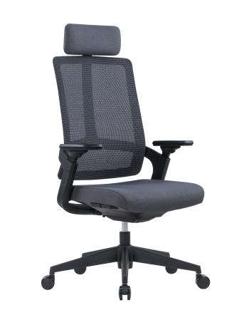 Кресло офисное / Napa / черный  пластик / серая сетка / серая ткань/ нейлон база			