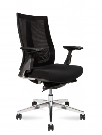 Кресло офисное / Vogue aluminium LB / черный пластик / черная сетка / черная ткань / алюминий база			