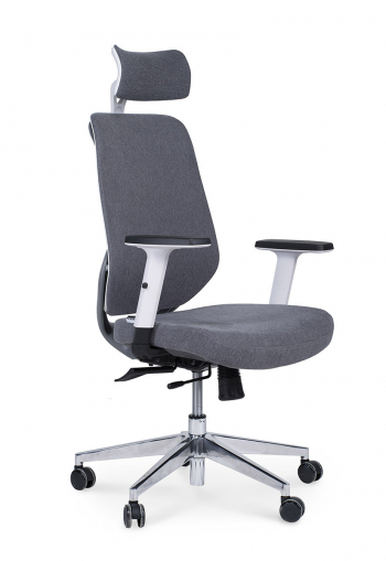 Кресло офисное / Имидж gray 2 / белый пластик / серая ткань			