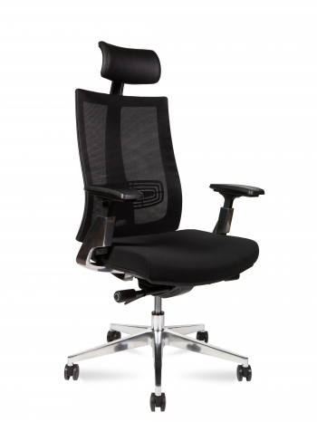 Кресло офисное / Vogue aluminium / черный пластик / черная сетка / черная ткань / аллюминевая база			