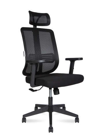 Кресло офисное / Tema 2D / черный пластик / черная сетка / черная ткань			