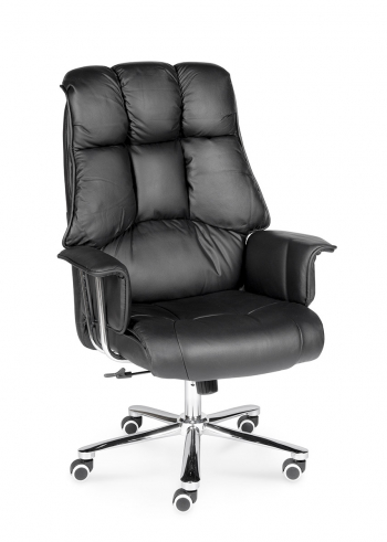 Кресло офисное / Президент / сталь + хром / черная  кожа			