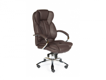 Кресло офисное / Верса / (brown) сталь + хром / темно-коричневая экокожа			