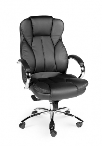 Кресло офисное / Верса / (black) сталь + хром / черная экокожа			