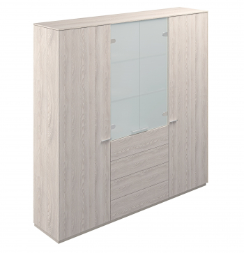 Шкаф для одежды 600 - 2шт. + Шкаф высокий 800 со стеклом мат., 4 ящ., обвязка YN, фасады YN/GS