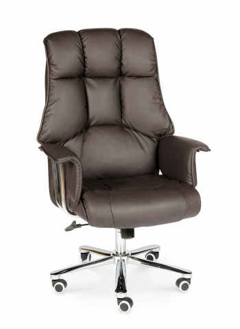 Кресло офисное / Президент / сталь + хром / темно-коричневая  экокожа			