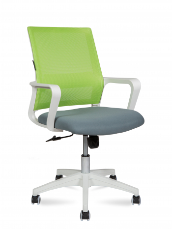 Кресло офисное / Бит LB / белый пластик / зеленая сетка / темно серая ткань			