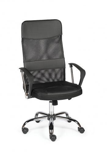 Кресло офисное / Директ / (black) черная экокожа + черная сетка			