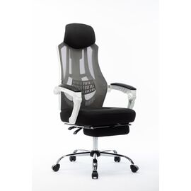 Кресло офисное / 007 NEW / (black (white plastic) белый пластик / черная ткань / черная сетка			