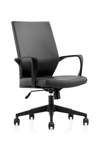 Кресло офисное / Союз LB / черный пластик / черная экокожа			