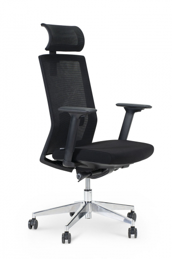 Кресло офисное / Партнер aluminium / черный пластик / черная сетка / черная ткань (мультиблок)			