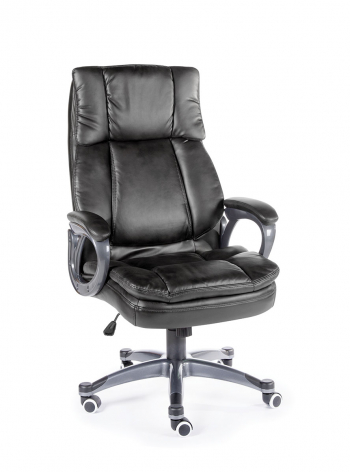 Кресло офисное / Мэдисон / (black) серый пластик / черная экокожа			