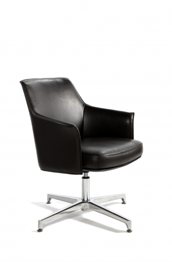 Кресло офисное / Бордо CF / т.коричнева экокожа / алюминий крестовина			
