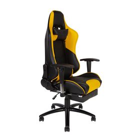 Кресло офисное / Lotus GTS реклайнер / черно - желтая экокожа/ стальная крестовина			