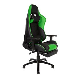 Кресло офисное / Lotus GTS реклайнер / черно - зеленая экокожа/ стальная крестовина			