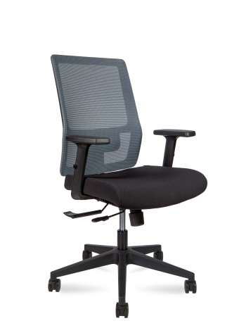 Кресло офисное / Techo LB / черный пластик / серая сетка / черная ткань			