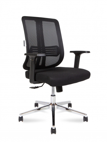 Кресло офисное / Tema Сhrome LB 2D / база хром / черный пластик / черная сетка / черная ткань			