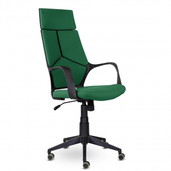 Кресло офисное / IQ  / (black plastic green) черный пластик / зеленая ткань			