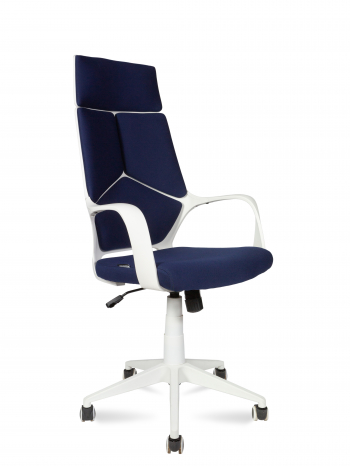 Кресло офисное / IQ / белый  пластик / темно-синяя ткань			