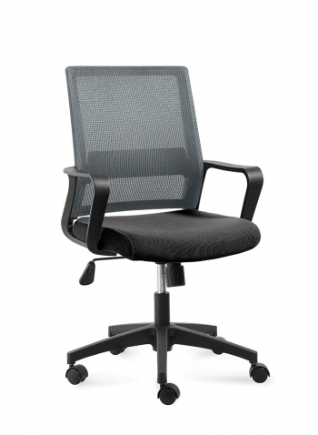 Кресло офисное / Бит LB / черный пластик / темно серая сетка / черная ткань			