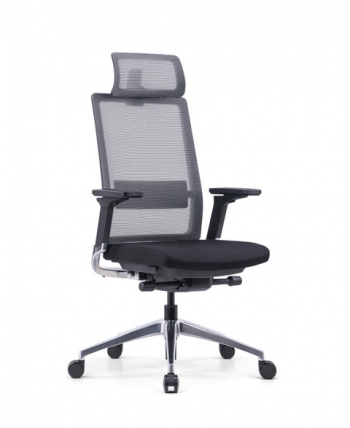 Кресло офисное / Brugge / черная сетка / черный пластик / база алюминий			