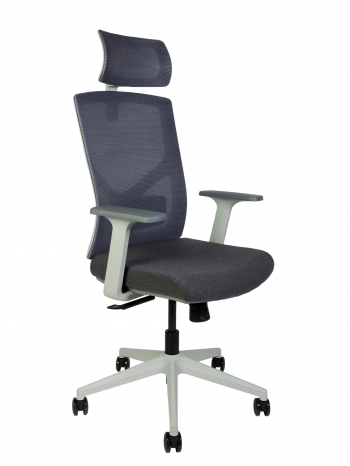 Кресло офисное / Денвер / серая сетка / серая ткань / серый пластик			