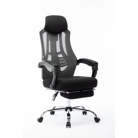 Кресло офисное / 007 NEW / full black черный пластик / черная ткань / черная сетка			