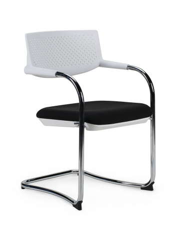 Кресло офисное / Самба white CF / хром / белый пластик / черная ткань			