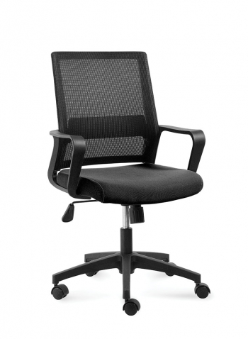 Кресло офисное / Бит LB / черный пластик / черная сетка / черная ткань			