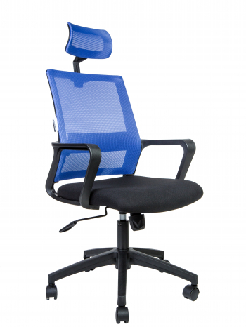 Кресло офисное / Бит / черный пластик / синяя сетка / черная ткань			