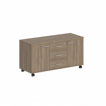 Тумба сервисная с 3 ящ с замком, 2 фасадами / корпус: дуб темный; фасады: дуб темный			