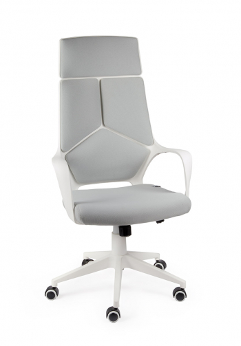 Кресло офисное / IQ / (white+grey) белый пластик / серая ткань			