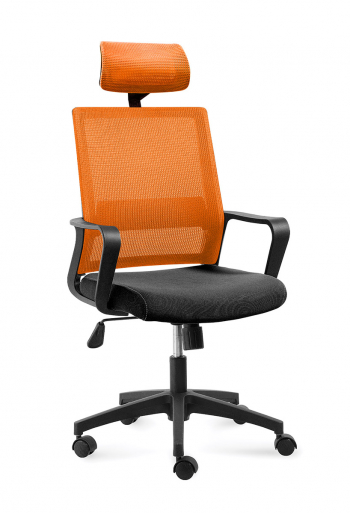 Кресло офисное / Бит / черный пластик / оранжевая сетка / черная ткань			