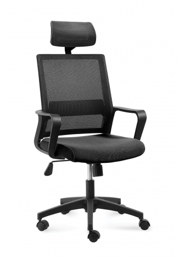 Кресло офисное / Бит / черный пластик / черная сетка / черная ткань			