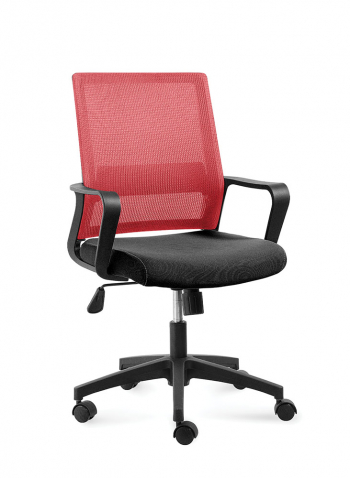 Кресло офисное / Бит LB / черный пластик / красная сетка / черная ткань			