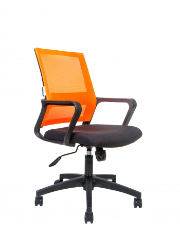Кресло офисное / Бит LB / черный пластик / оранжевая сетка / черная ткань			