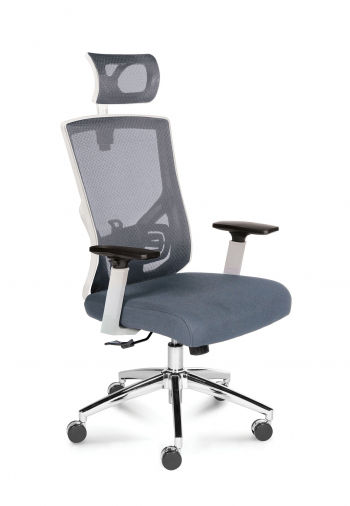 Кресло офисное / Гарда SL / белый пластик / серая сетка / серая сидушка			