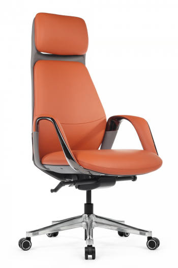 Кресло Napoli Оранжевая кожа/Серая кожа