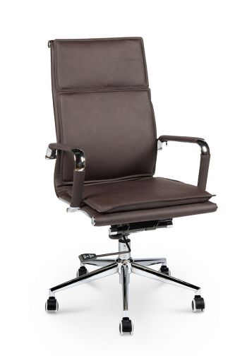 Кресло офисное / Харман / (brown) хром / темно- коричневая экокожа			