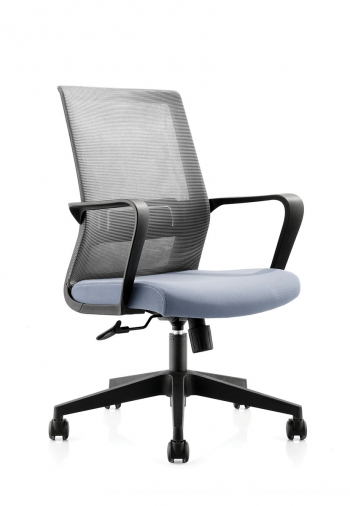 Кресло офисное / Интер LB / черный пластик / серая сетка / серая ткань			