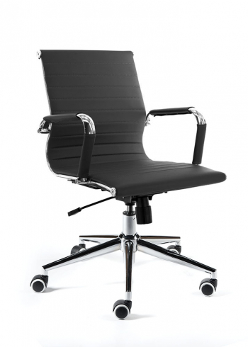 Кресло офисное / Техно LB / хром / черная экокожа				