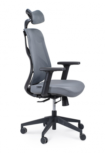 Кресло офисное / Имидж / черный пластик / серая сетка / серая ткань			