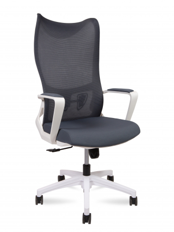 Кресло офисное / Wave white / белый пластик / серая сетка / серая ткань			