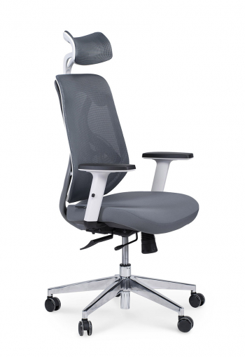 Кресло офисное / Имидж gray / белый пластик / серая сетка / серая ткань			