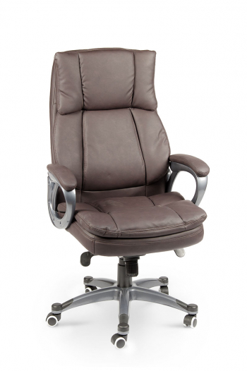 Кресло офисное / Мэдисон / (brown) серый пластик / темно-коричневая экокожа			