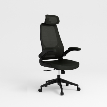 Кресло офисное / Фоджа / черная сетка / черная ткань / черный пластик			