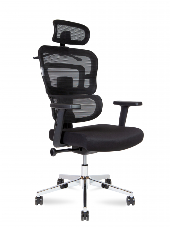 Кресло офисное / Ergo / черный пластик / черная сетка / черная ткань			
