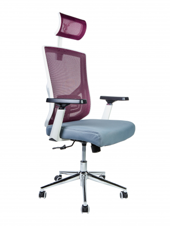 Кресло офисное / Гарда SL / белый пластик / вишневая сетка / серая сидушка			