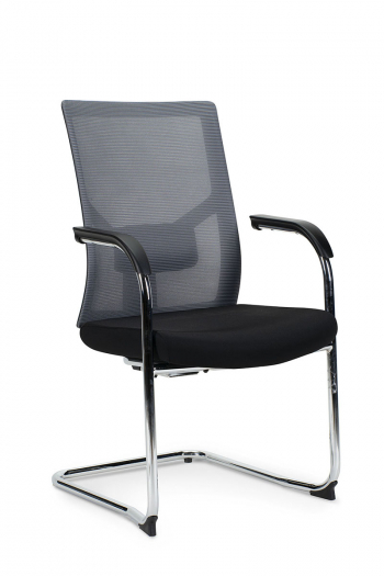 Кресло офисное / Сильвия gray CF / хром / серая сетка/ черна ткань			